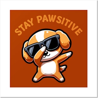 Stay Pawsitive Cute Dabbing Doggo - Pets Posters and Art